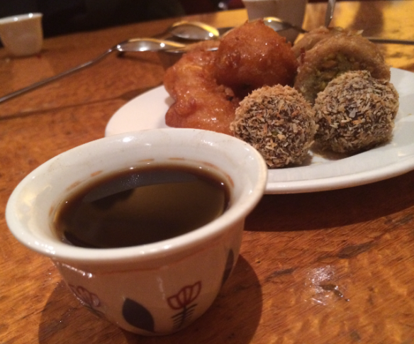 Moroccan Soup Bar - Coffee & Desserts (coffee, doughnuts, date balls, baklava).